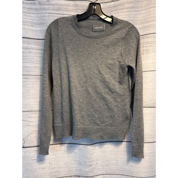 Zadig & Voltaire Womens Gray Cashmere Sweater XS Crewneck Long Sleeve Light Knit - Picture 1 of 6
